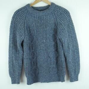 Vintage Small Fisherman Sweater Aran Cable Knit Chunky 100% Wool Ireland Utility